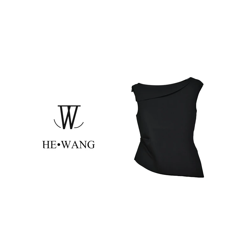 HW 常规INS风无袖纯色夏季毛针织衫打底不规则裁切