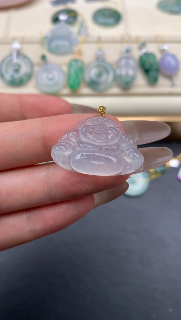 翡翠18K金镶嵌颈饰W386