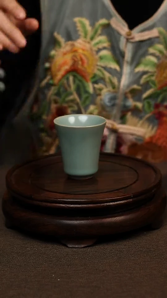 瓷片仿古天青闻香杯80ml 微瑕 不带礼盒