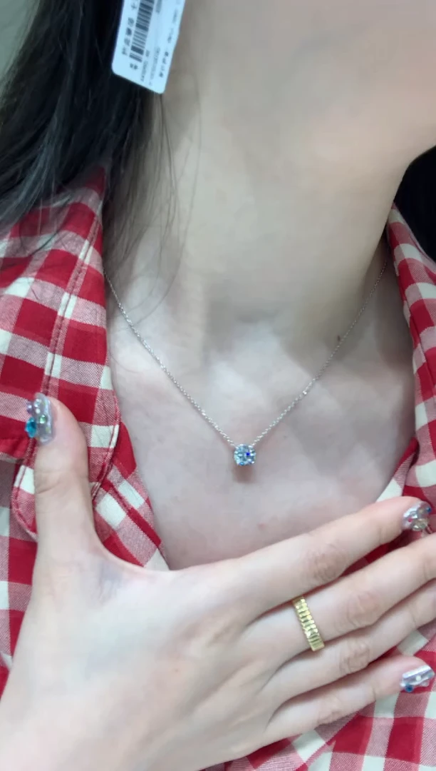 实验室培育钻石18K金镶嵌颈饰1克拉四爪项链K白