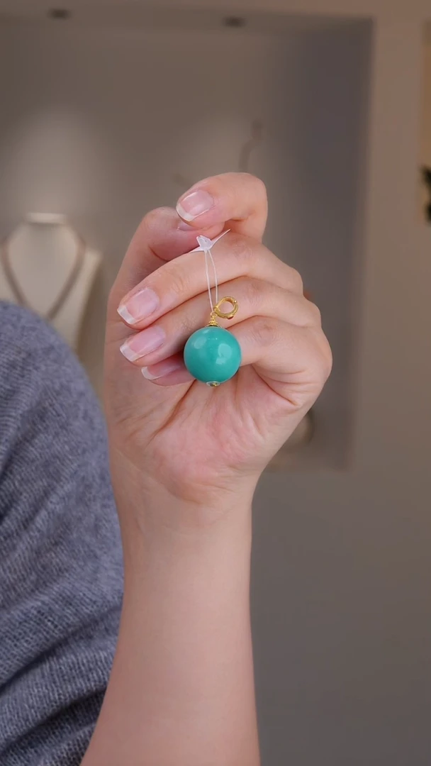 18K金镶嵌绿松石吊坠(赠链)1