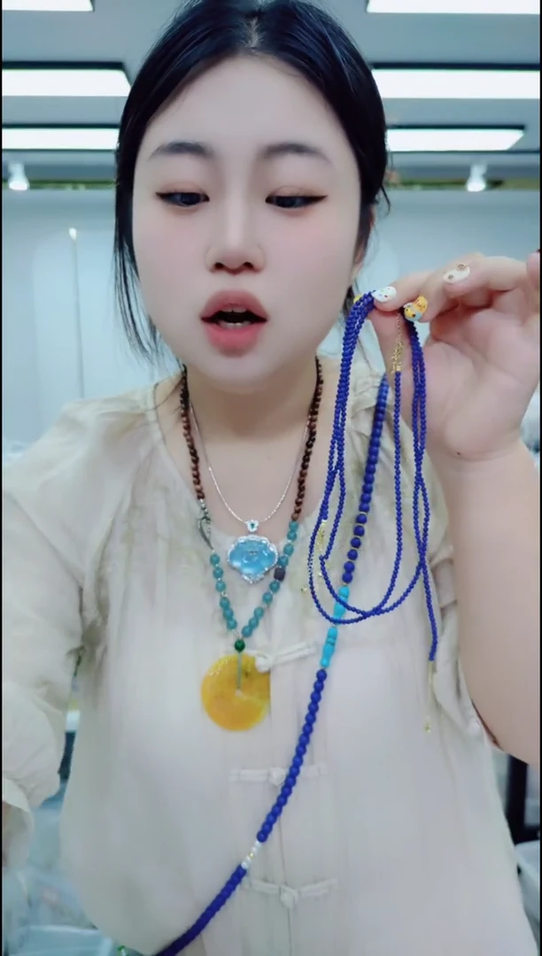 玛瑙/玉髓颈饰合金1524蓝项链