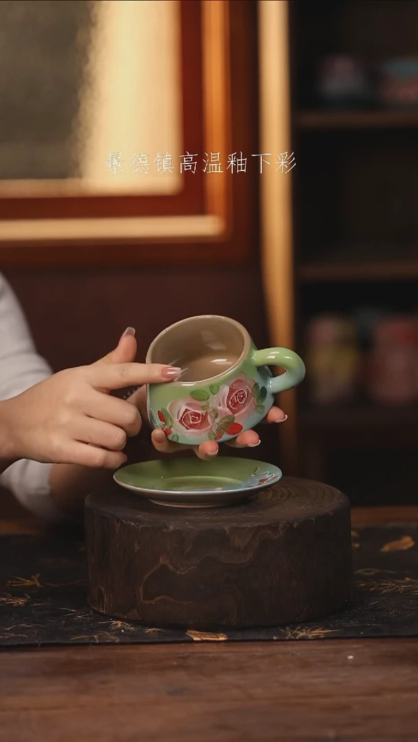 陶瓷景德镇高温釉下手绘陶瓷@L154@