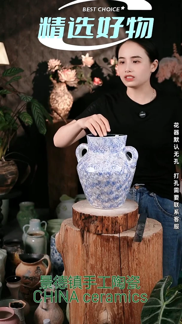 摆件景德镇精品陶瓷 口13 高25