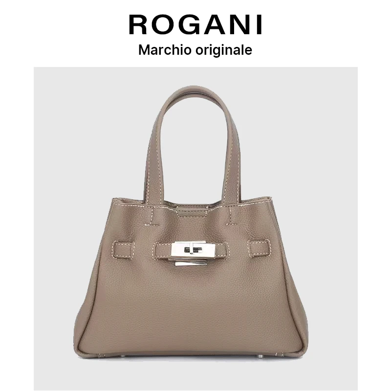 ROGANI软皮凯莉包手提包正梯压花质感手拎包通勤车缝线6668