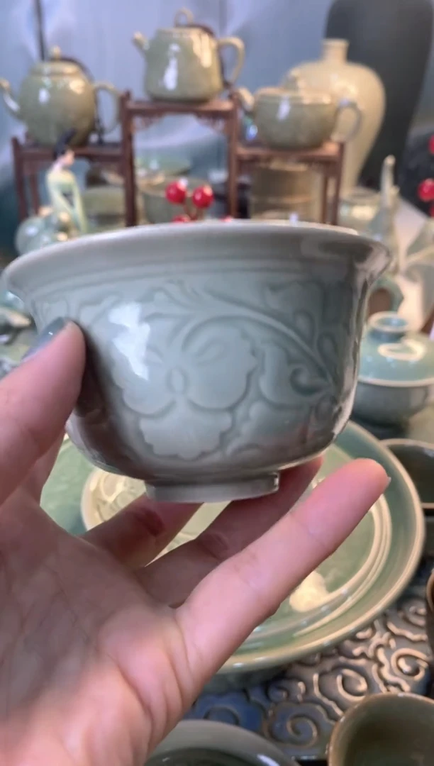 耀州窑瑕疵处理【大号】牡丹盖碗身子 一个