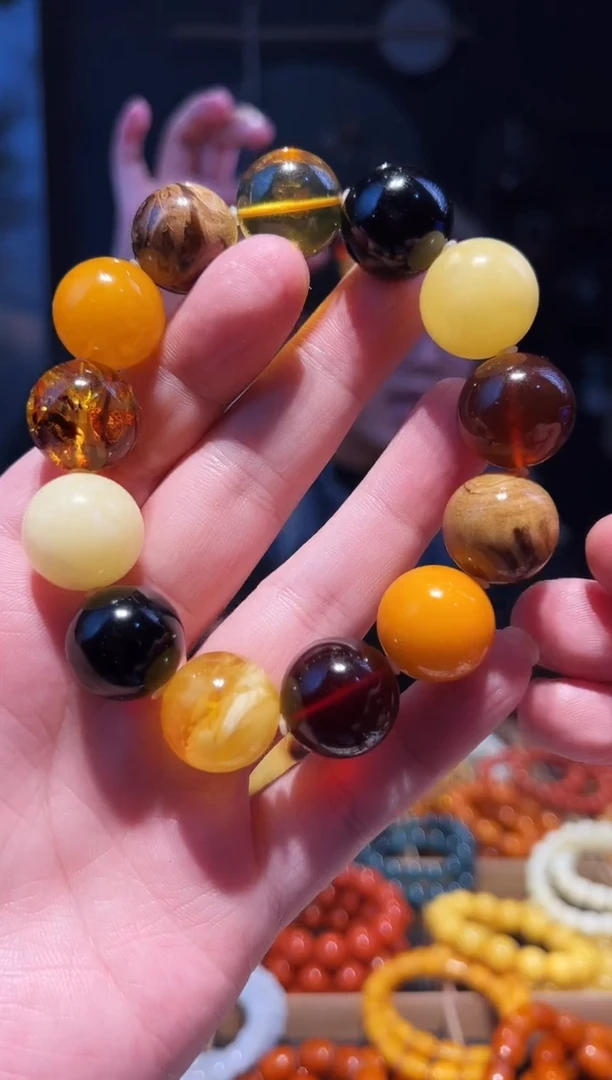 手串琥珀未镶嵌多宝手串18+