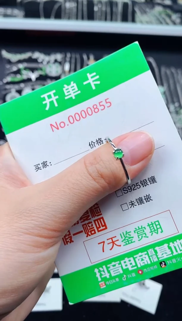 【闪购商品】翡翠戒指银S925镶嵌0855