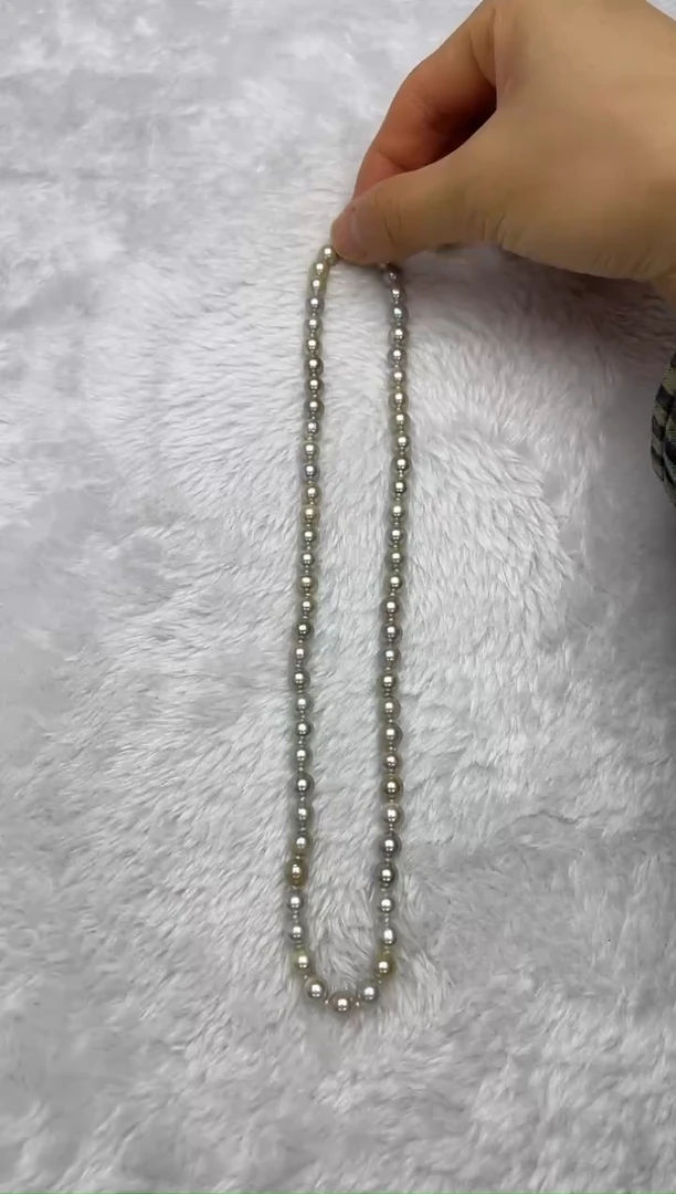 项链银S925镶嵌海水珍珠AK真多麻6-6.5mm