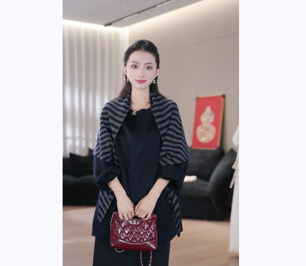 YANG GZ【Q深海奇缘】透气保暖带披肩中长款外套女 GZ667#605
