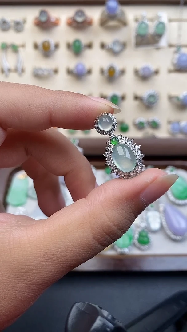 银S925镶嵌定制翡翠0707807