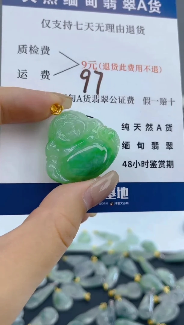 颈饰18K金镶嵌翡翠天然A货翡翠  97