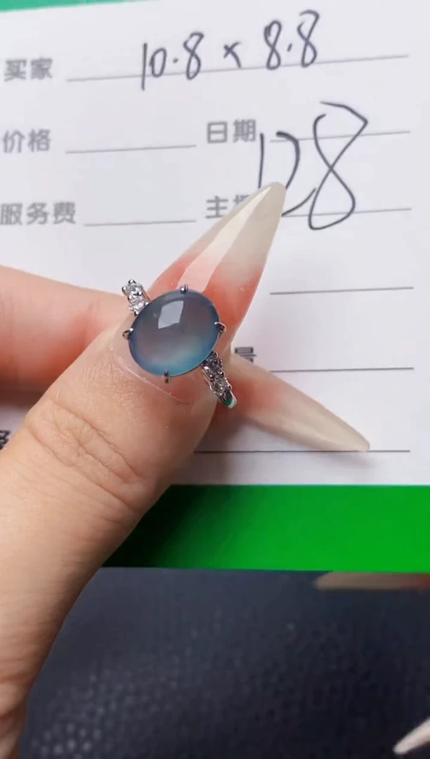 银S925镶嵌戒指翡翠6127