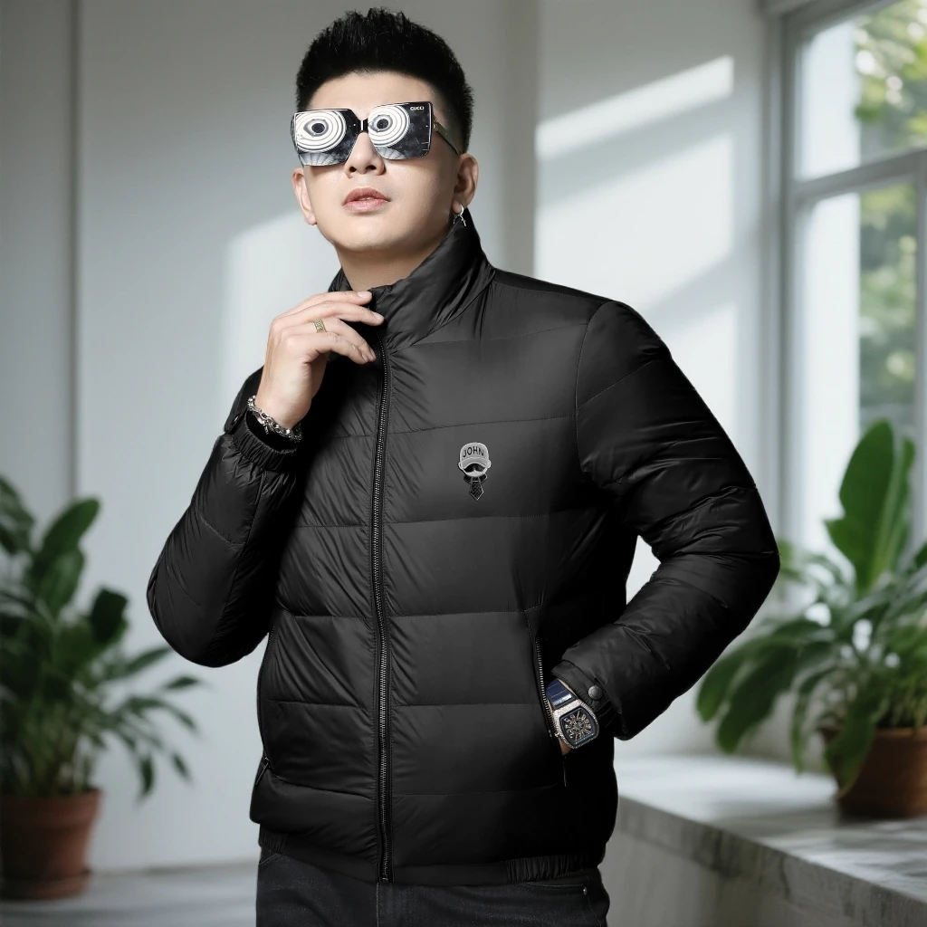 娜罗普西潮牌立领羽绒服男冬季新款男士保暖防寒服白鸭绒外套男潮