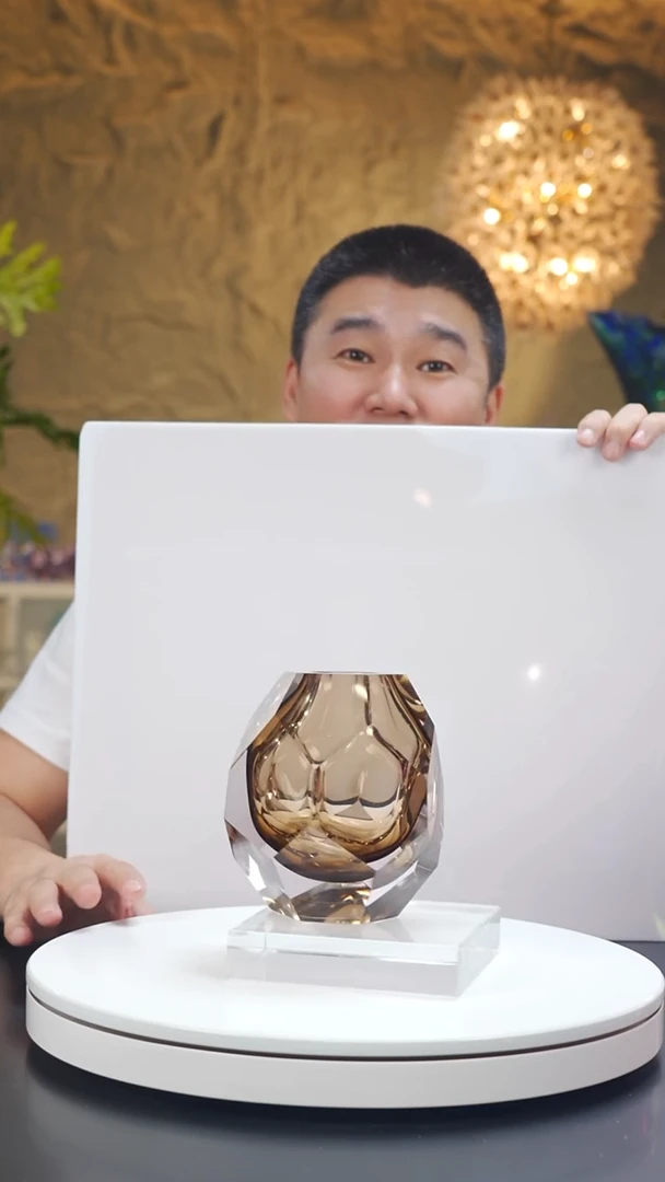 琉璃茶金色切面香薰瓶+底座