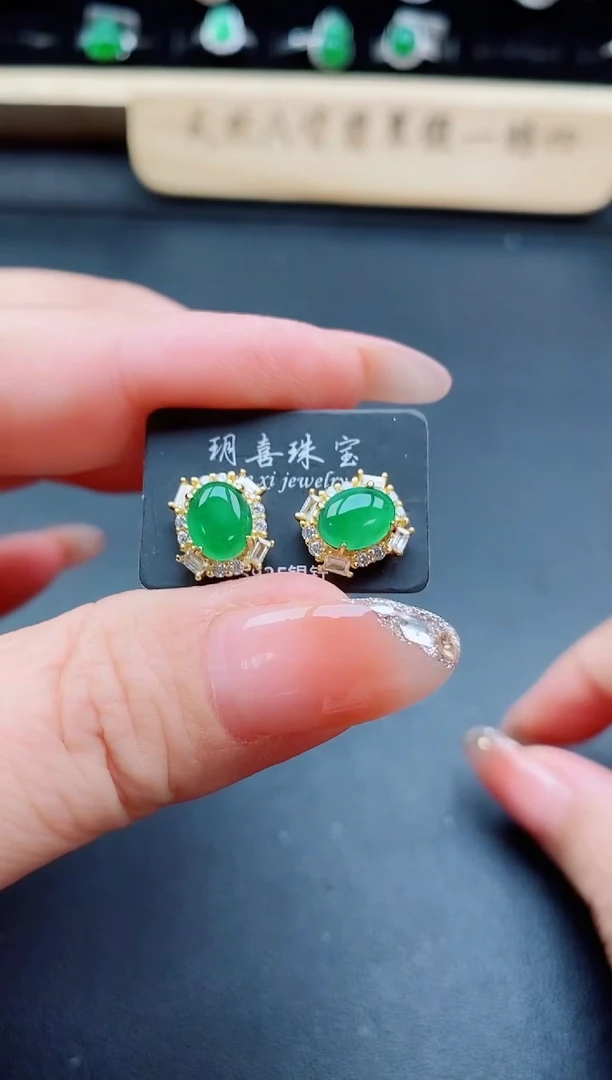银S925镶嵌戒指翡翠1