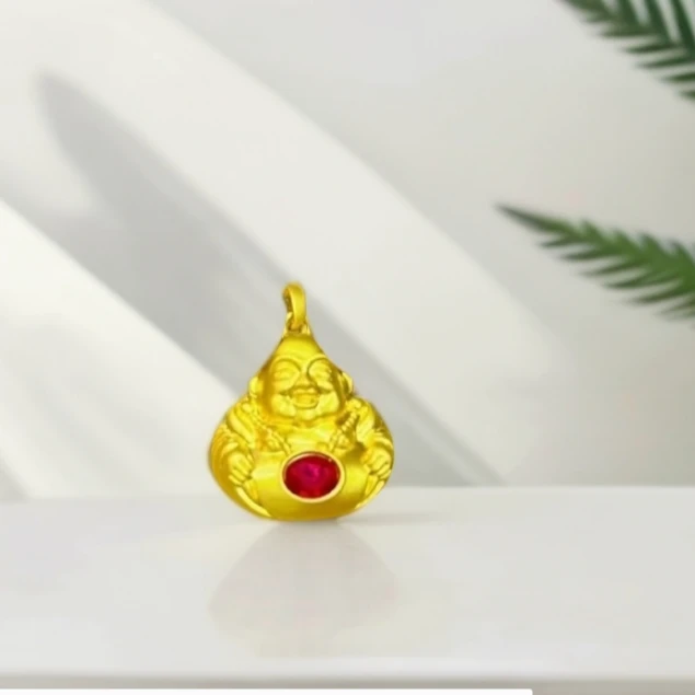 培育红宝石【金总专属】培育红宝石镶嵌合金弥勒佛吊坠