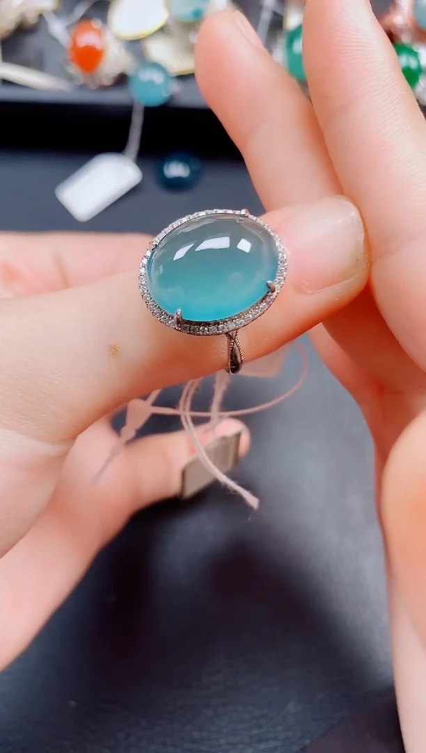 翡翠戒指银S925镶嵌翡翠