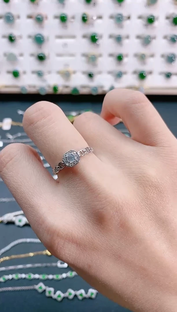 【闪购商品】翡翠戒指银S925镶嵌 天然翡翠