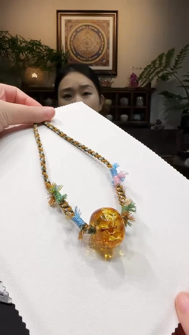 琥珀（花珀）颈饰未镶嵌项链