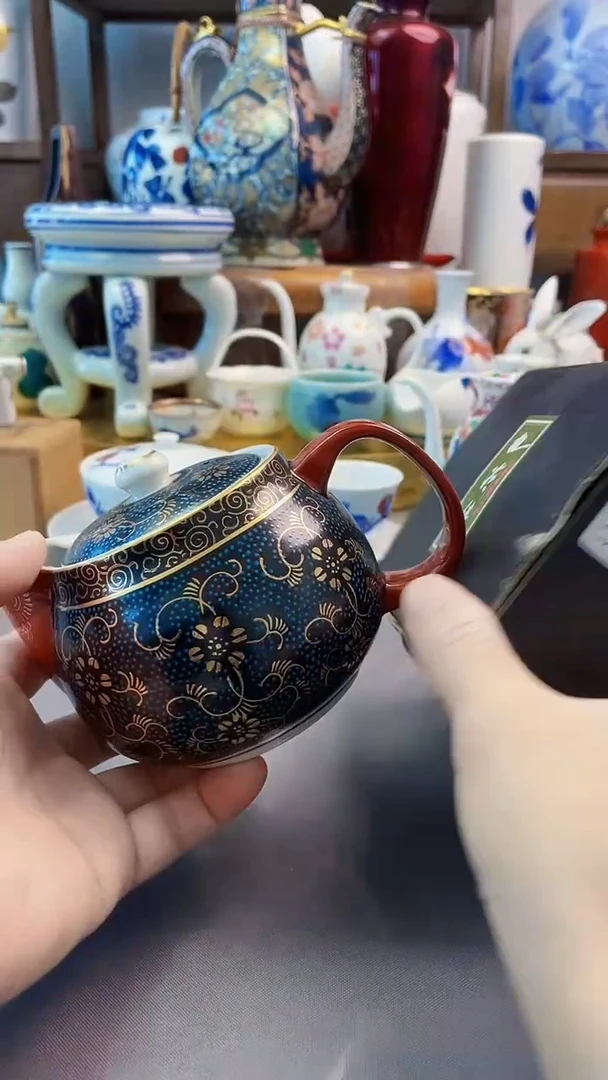 瓷片九谷青粒壶一一