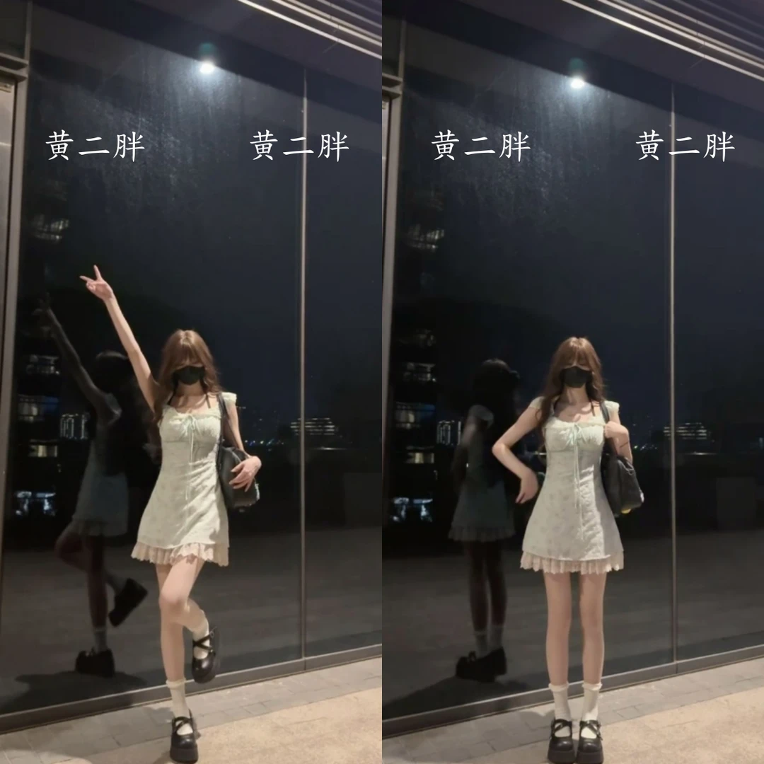 纯欲风蕾丝方领小飞袖连衣裙女修身显瘦a字裙2025夏季新款包臀裙