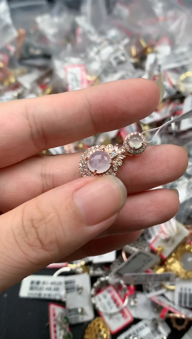 翡翠戒指银S925镶嵌天然A货缅甸翡翠