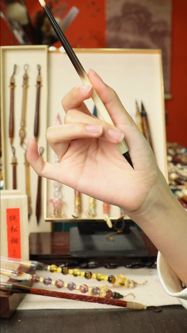 孤品高货毛笔链接 清水试笔 蘸墨不退