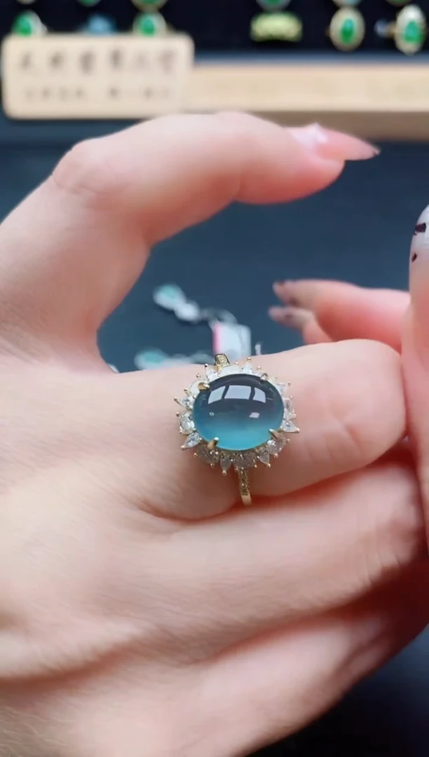 银S925镶嵌戒指翡翠1