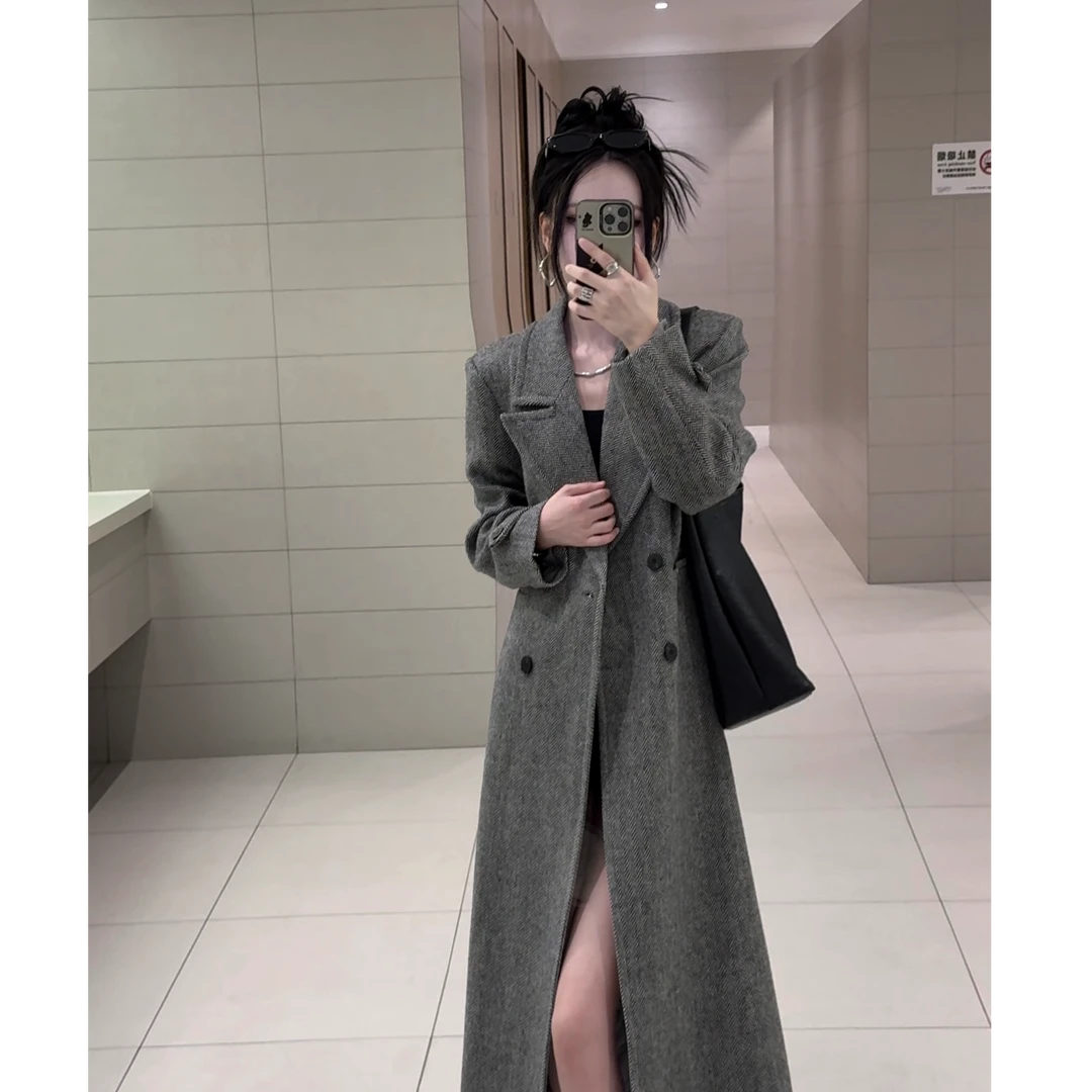 韩系高级感羊毛大衣大女主高级设计感外套气质显瘦毛呢大衣