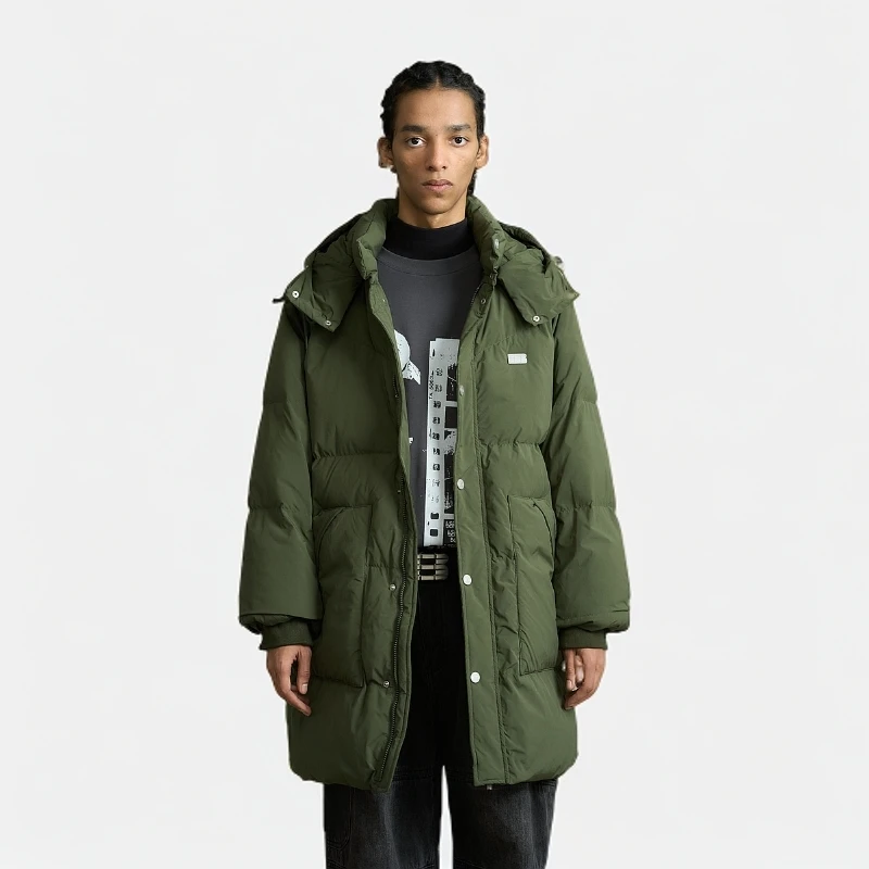 BONELESS立领连帽长款棉服