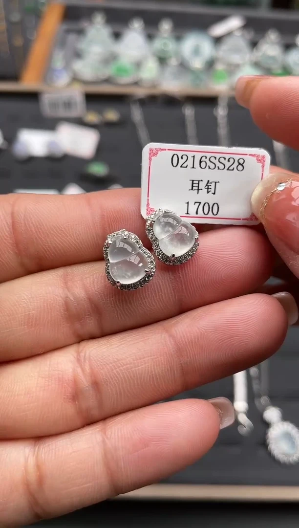 【闪购商品】翡翠耳饰银S925镶嵌0216SS28