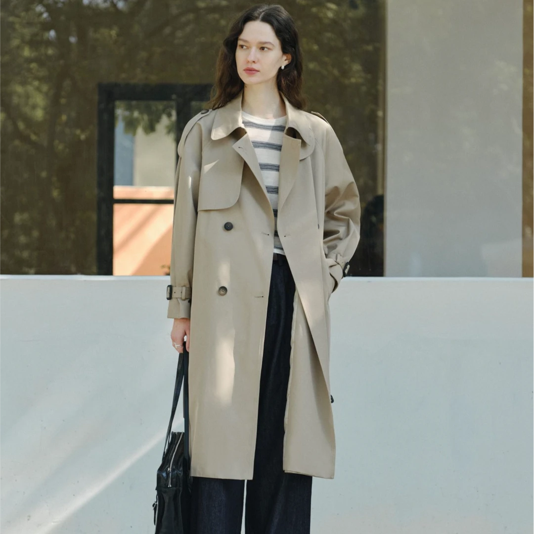 CIRCLOFY瑟夕英伦假日廓形风衣外套中长款CWOC260635