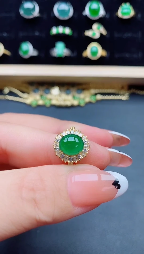 【闪购商品】翡翠银S925镶嵌戒指21321