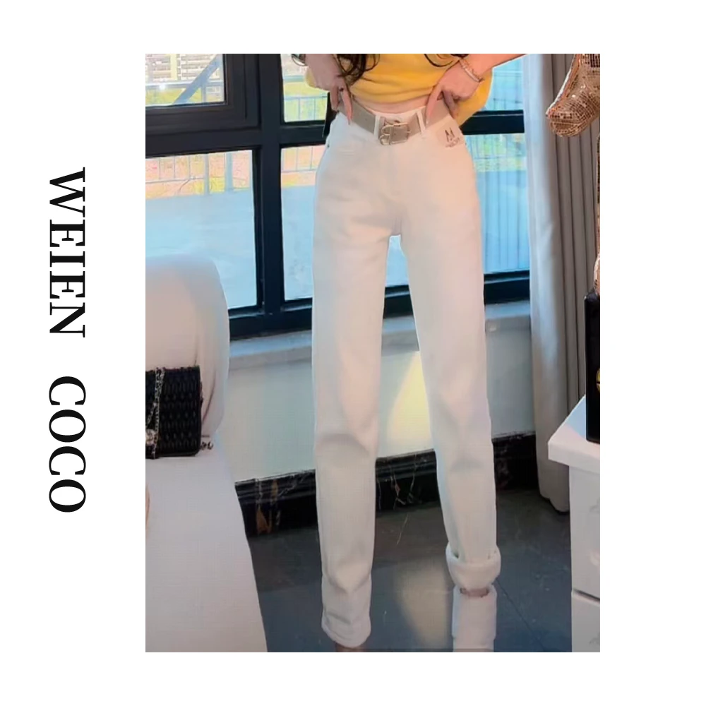 【薇恩COCO】直筒裤高腰时尚牛仔裤修身秋上新款K6282