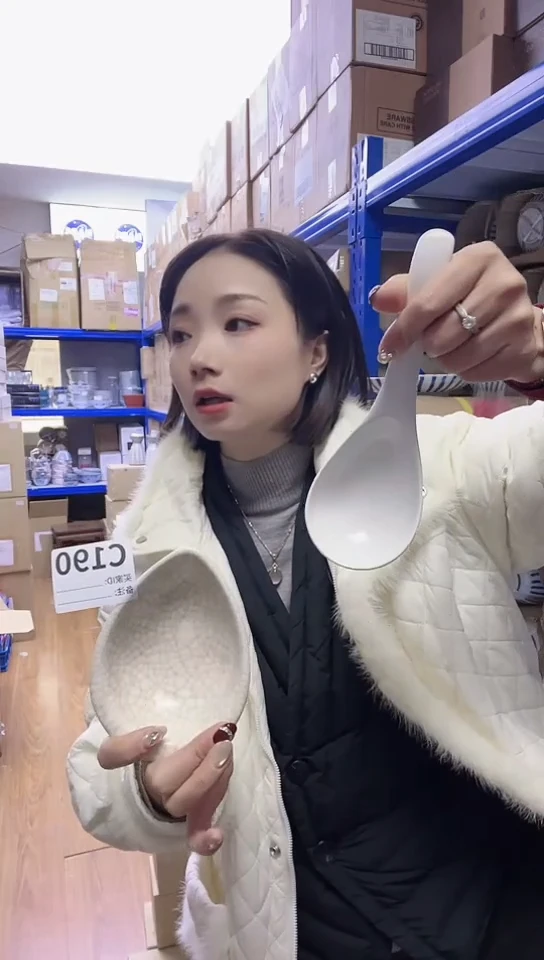 【闪购商品】瓷片进口家用百货21cm汤勺+勺渍C190