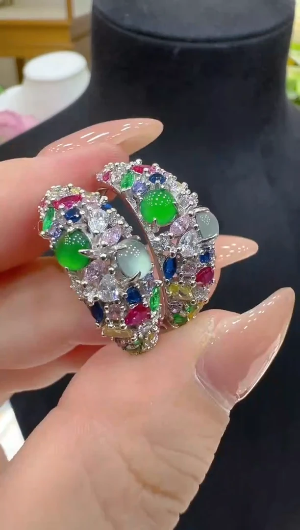 银S925镶嵌翡翠耳饰多样性团购发一件