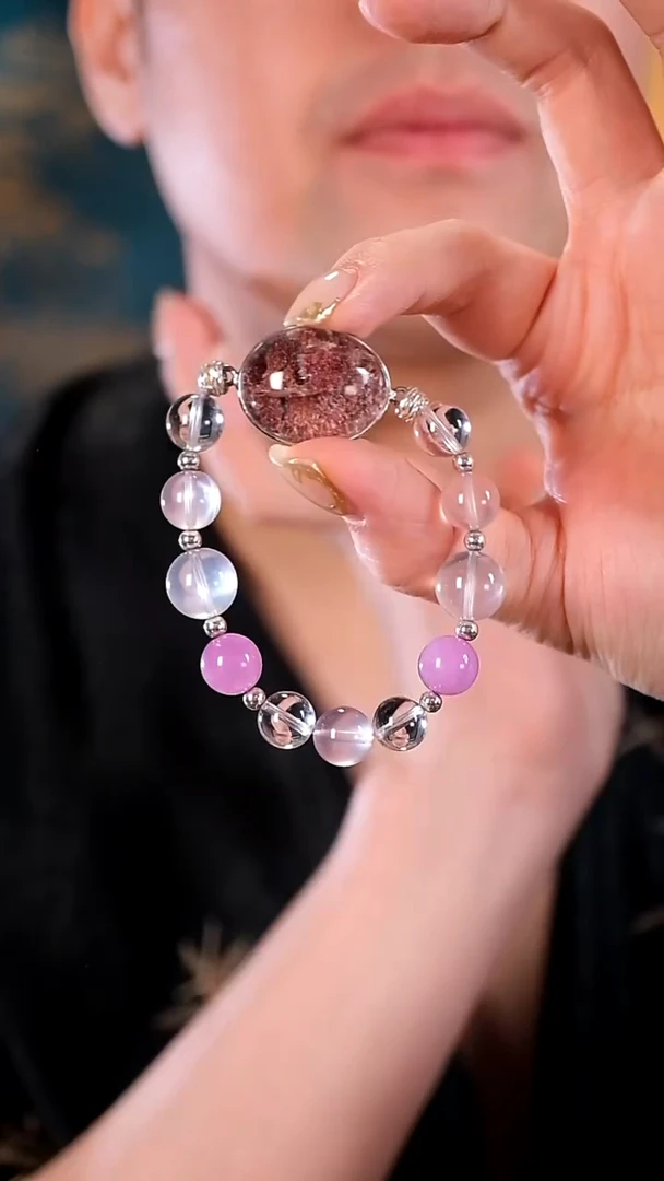 未镶嵌手串水晶红幽灵蛋面手串