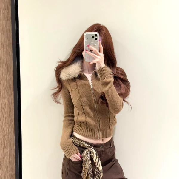 秋季短款开衫款薄款冬季毛针织衫宽松显瘦百搭显瘦时尚百搭修身