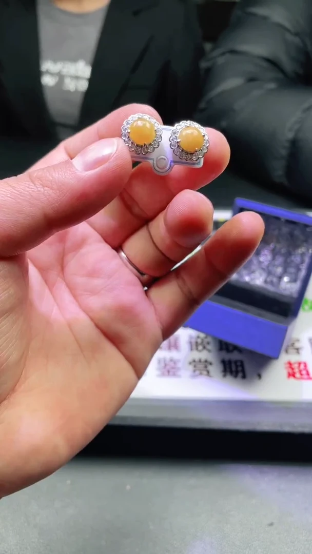 银S925镶嵌翡翠耳饰首饰