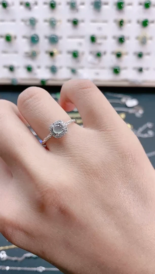 【闪购商品】翡翠戒指银S925镶嵌天然翡翠