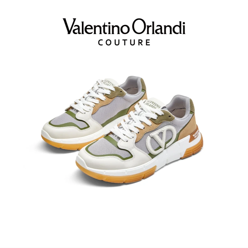 Valentino orlandi男士秋冬V标志系带低帮运动鞋