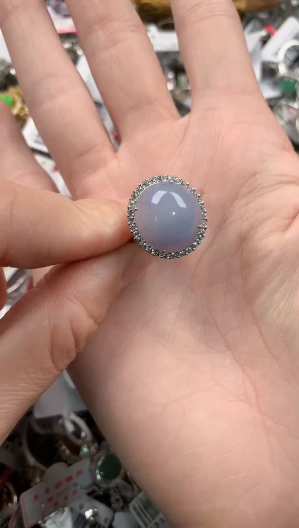 银S925镶嵌戒指翡翠555   10