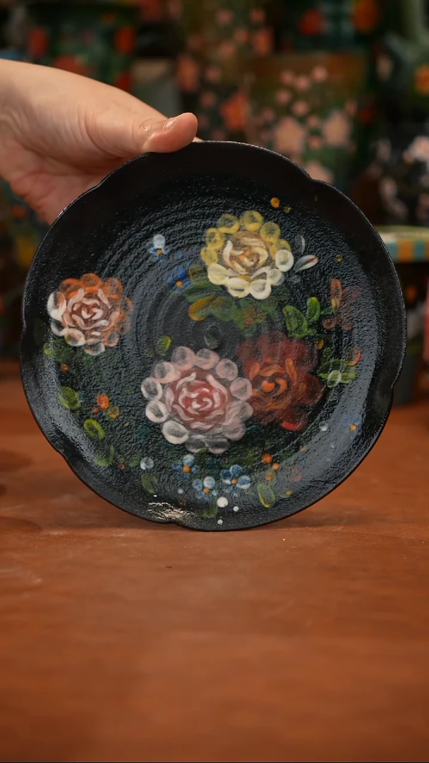 紫砂油画   釉下彩 盘