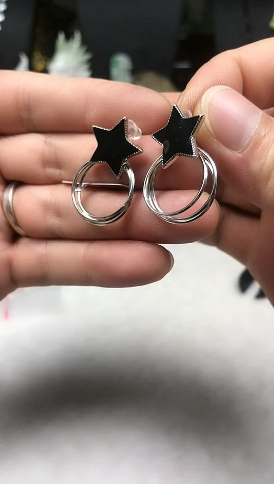 玛瑙/玉髓耳钉银S925镶嵌耳饰