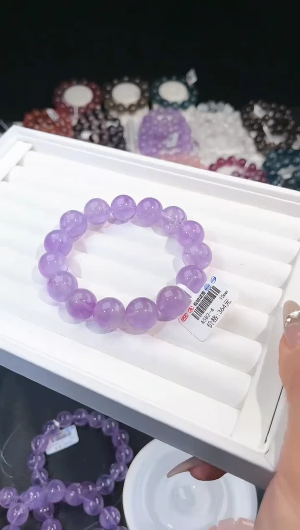 【闪购商品】水晶手链未镶嵌多样性发一紫水15mm
