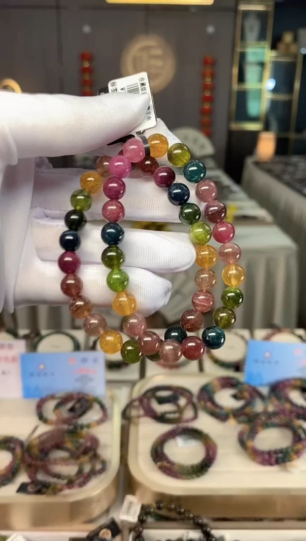 未镶嵌老矿碧玺色标彩虹单圈手串8mm+碧玺多样性发货一条xion