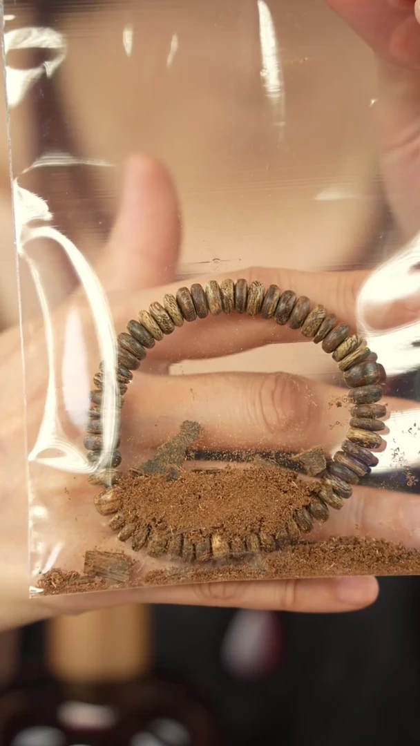 沉香手串v****a黑奇片珠一半沉水单圈-7600