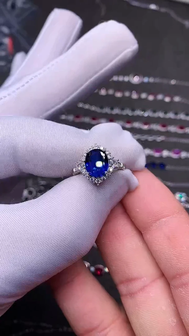【闪购商品】蓝宝石戒指银S925镶嵌........