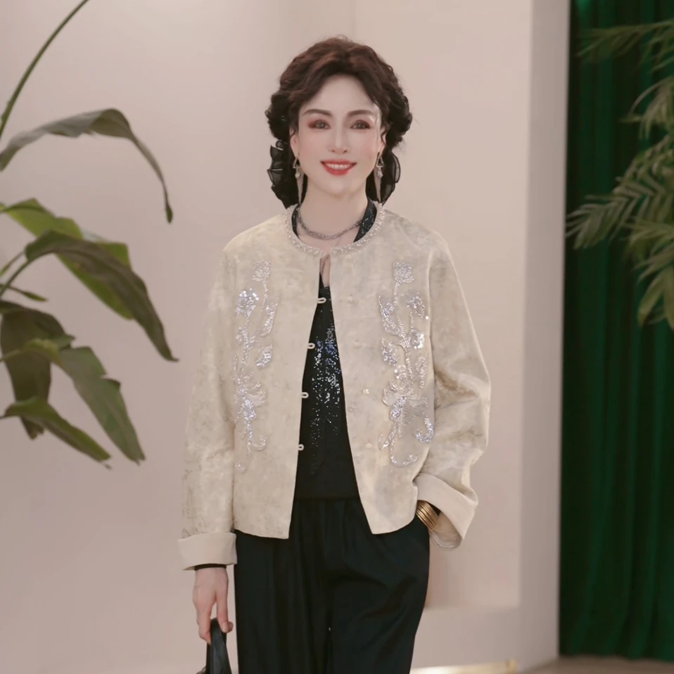 妈妈装秋装2025新款洋气上衣服气质中年女装休闲时尚百搭短外套